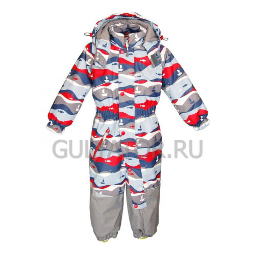 Демисезонный комбинезон UKI kids "МОРЕ" серо-красный